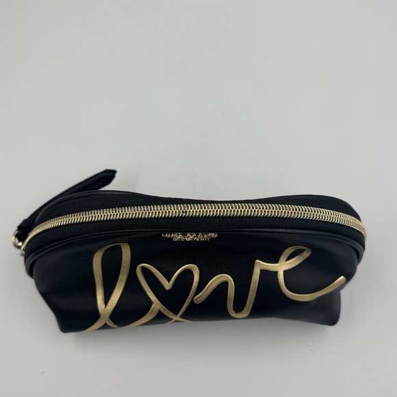 Victoria's Secret Love Small Cosmetic Bag Black gold Zipper Logo - Picture 4 of 8